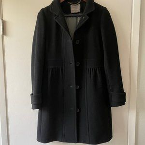 J. Crew Black Double Cloth Wool Coat